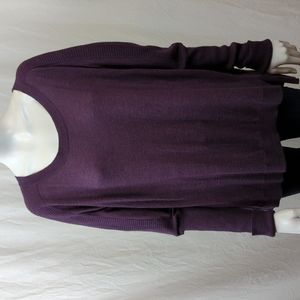 TROUVE PURPLE BALLOON RIBBED SLEEVE SWEATER